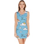 Seamless Pattern Vector Owl Cartoon With Bugs Bodycon Dress