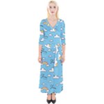 Sky Pattern Quarter Sleeve Wrap Maxi Dress