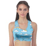 Seamless Pattern Vector Owl Cartoon With Bugs Fitness Sports Bra