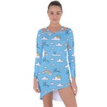 Sky Pattern Asymmetric Cut-Out Shift Dress