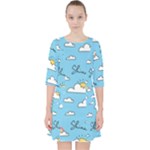 Sky Pattern Quarter Sleeve Pocket Dress