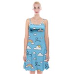 Sky Pattern Spaghetti Strap Velvet Dress