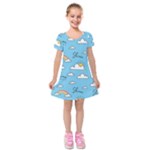 Sky Pattern Kids  Short Sleeve Velvet Dress