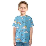 Seamless Pattern Vector Owl Cartoon With Bugs Kids  Sport Mesh T-Shirt