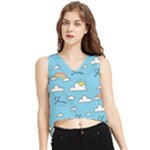 Sky Pattern V-Neck Cropped Tank Top