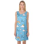 Seamless Pattern Vector Owl Cartoon With Bugs Sleeveless Satin Nightdress