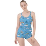 Sky Pattern Boyleg Tankini Set 