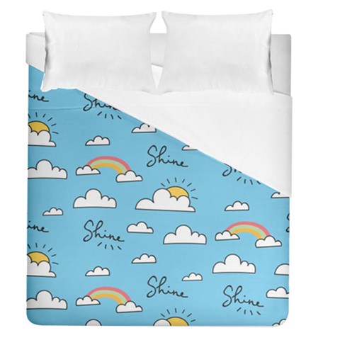 Seamless Pattern Vector Owl Cartoon With Bugs Duvet Cover (Queen Size) from ArtsNow.com