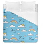 Seamless Pattern Vector Owl Cartoon With Bugs Duvet Cover (Queen Size)