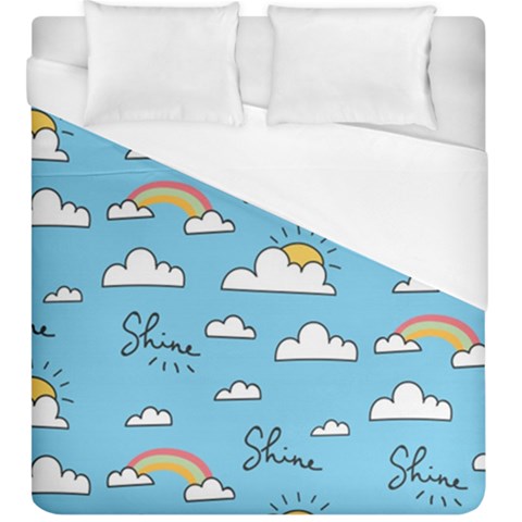 Seamless Pattern Vector Owl Cartoon With Bugs Duvet Cover (King Size) from ArtsNow.com