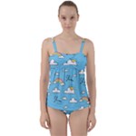 Sky Pattern Twist Front Tankini Set