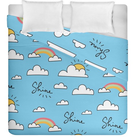 Seamless Pattern Vector Owl Cartoon With Bugs Duvet Cover Double Side (King Size) from ArtsNow.com