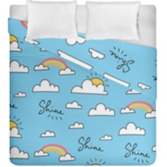 Seamless Pattern Vector Owl Cartoon With Bugs Duvet Cover Double Side (King Size) from ArtsNow.com