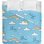 Seamless Pattern Vector Owl Cartoon With Bugs Duvet Cover Double Side (King Size)