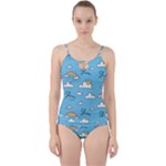 Sky Pattern Cut Out Top Tankini Set