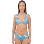 Sky Pattern Double Strap Halter Bikini Set