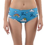 Seamless Pattern Vector Owl Cartoon With Bugs Reversible Mid-Waist Bikini Bottoms