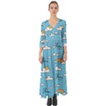 Sky Pattern Button Up Boho Maxi Dress