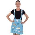 Sky Pattern Velvet Suspender Skater Skirt