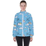 Sky Pattern Women s High Neck Windbreaker