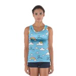 Seamless Pattern Vector Owl Cartoon With Bugs Sport Tank Top 