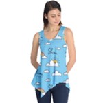 Seamless Pattern Vector Owl Cartoon With Bugs Sleeveless Tunic