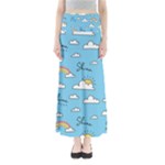 Seamless Pattern Vector Owl Cartoon With Bugs Full Length Maxi Skirt