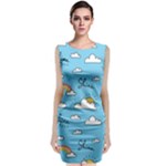 Seamless Pattern Vector Owl Cartoon With Bugs Classic Sleeveless Midi Dress