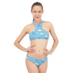 Sky Pattern High Neck Bikini Set