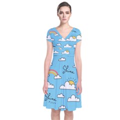 Short Sleeve Front Wrap Dress 