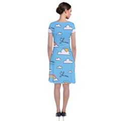 Short Sleeve Front Wrap Dress 