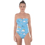 Seamless Pattern Vector Owl Cartoon With Bugs Tie Back One Piece Swimsuit
