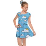 Seamless Pattern Vector Owl Cartoon With Bugs Kids  Cap Sleeve Dress