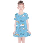 Sky Pattern Kids  Simple Cotton Dress
