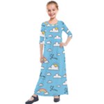 Sky Pattern Kids  Quarter Sleeve Maxi Dress
