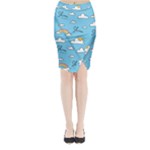 Seamless Pattern Vector Owl Cartoon With Bugs Midi Wrap Pencil Skirt