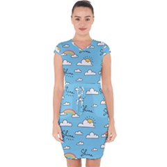 Capsleeve Drawstring Dress  