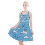 Sky Pattern Halter Party Swing Dress 