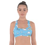 Seamless Pattern Vector Owl Cartoon With Bugs Cross Back Sports Bra