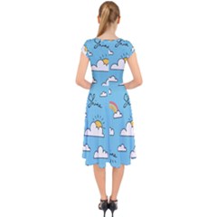 Cap Sleeve Front Wrap Midi Dress 
