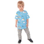 Seamless Pattern Vector Owl Cartoon With Bugs Kids  Raglan T-Shirt