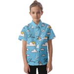 Seamless Pattern Vector Owl Cartoon With Bugs Kids  Short Sleeve Shirt