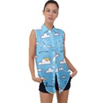 Sky Pattern Sleeveless Chiffon Button Shirt