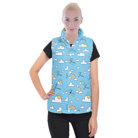 Seamless Pattern Vector Owl Cartoon With Bugs Women s Button Up Vest from ArtsNow.com