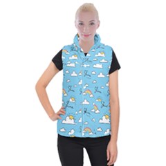 Seamless Pattern Vector Owl Cartoon With Bugs Women s Button Up Vest from ArtsNow.com