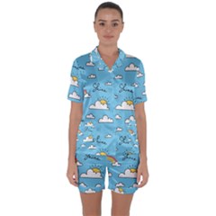 Satin Short Sleeve Pajamas Set 