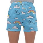 Seamless Pattern Vector Owl Cartoon With Bugs Sleepwear Shorts