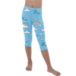 Sky Pattern Kids  Lightweight Velour Capri Leggings 
