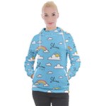 Seamless Pattern Vector Owl Cartoon With Bugs Women s Hooded Pullover