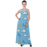 Sky Pattern Empire Waist Velour Maxi Dress